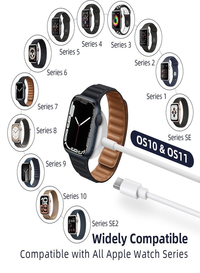 كابل شحن ساعة Vertebraid USB-C متوافق مع ساعة Apple Watch: كابل شحن مغناطيسي متوافق مع سلسلة iWatch 10/9/8/7/6/5/4/3/2/1/SE/SE2، سلك شحن من النوع C للسفر، بطول 1.4 متر - Image 2
